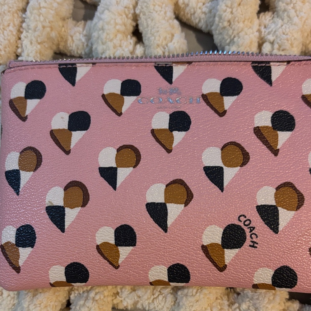 Coach Pink Wristlet with Heart Design